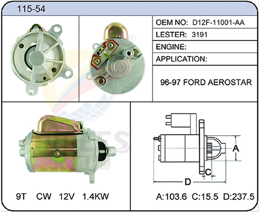 115-54 (D12F-11001-AA 3191)